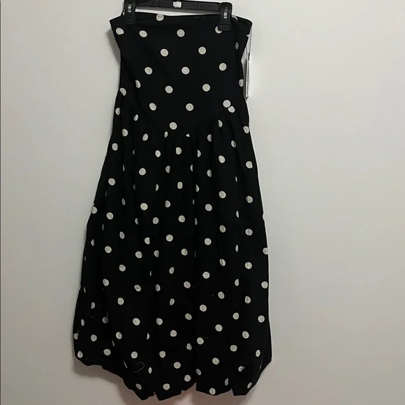 585. TULIP CREATIONS strapless polka dot balloon midi dress Sz L NWT - Picture 5 of 10